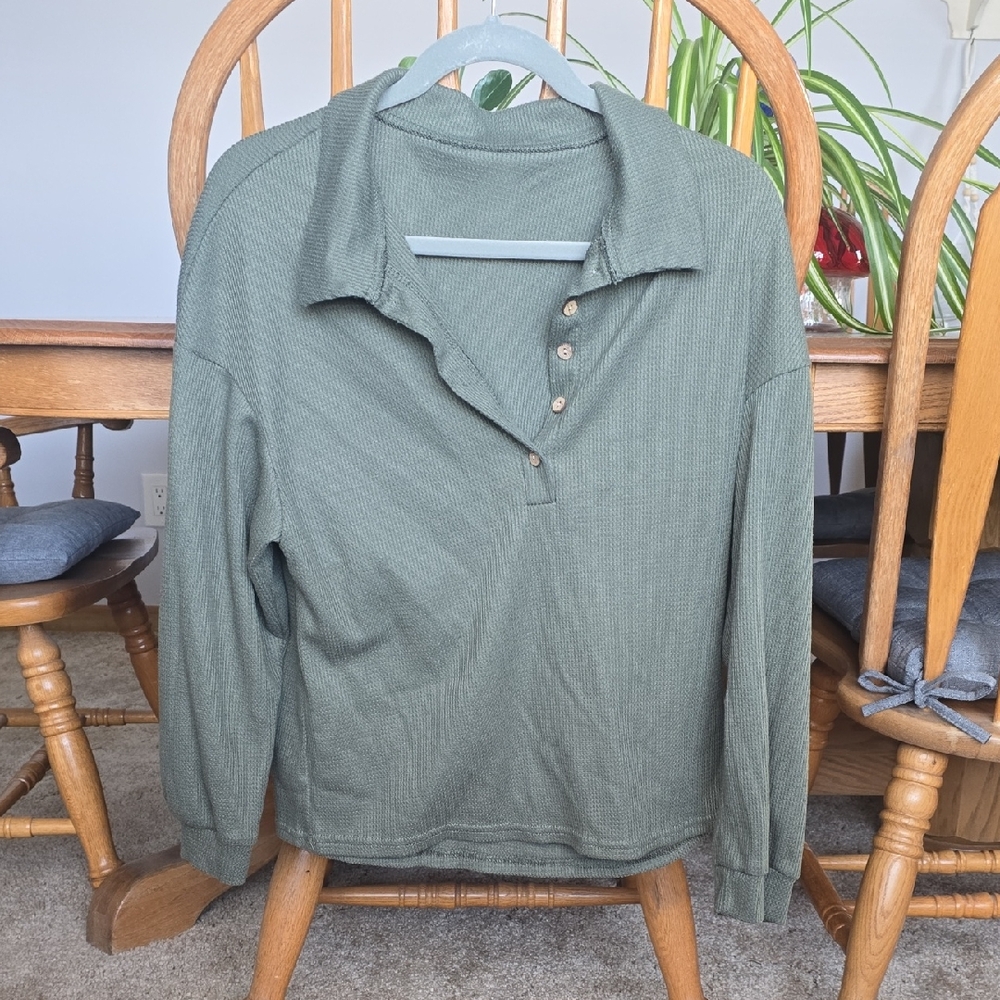 Green Long Sleeve Polo Shirt